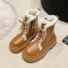 Women Ankle Platform Snow Boots High Heels Fur Warm Shoes Woman Winter 2025 Trend Chelsea Leather Shoes Fad Lace Up Botas Mujer
