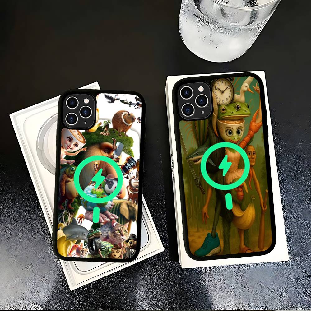 ITALIAN Brainrot Creative Animal For Magesafe Magnetic Wireless Phone Case For IPhone 17 Pro Max Air 13 12 Mini 16 15 14 11
