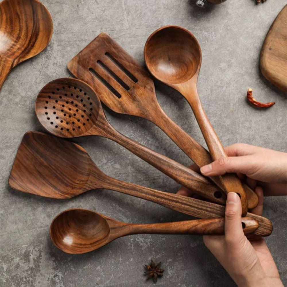 4-8pcs Natural Material Cooking Spoon Wooden Kitchen Shovel Set Kitchen Utensils Set Salad