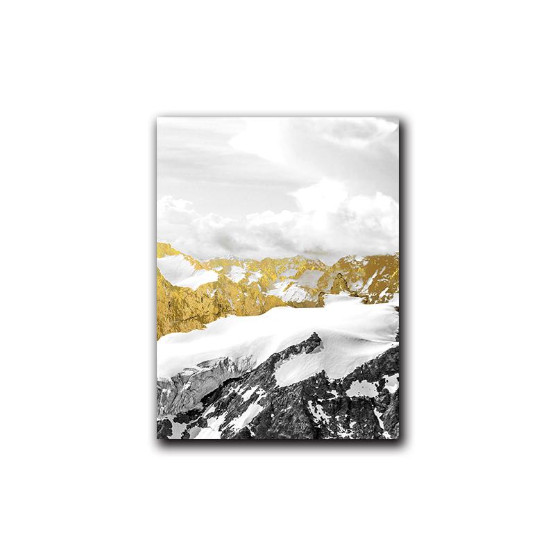 Golden Mountain Landscape Abstract Wall Art Picture Canvas Painting Poster Print Wall Art Pictures Living Room Decoration No Frame