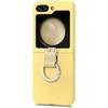 Case for Samsung Galaxy Z Flip 5, Slim Thin Hard PC Protective Phone Cover with Bling Ring Stand Shockproof Shell,Yellow