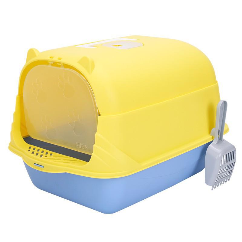 Extra Large Splash-Proof Enclosed Cat Litter Box with Sand and Feces Tray & Free Shipping