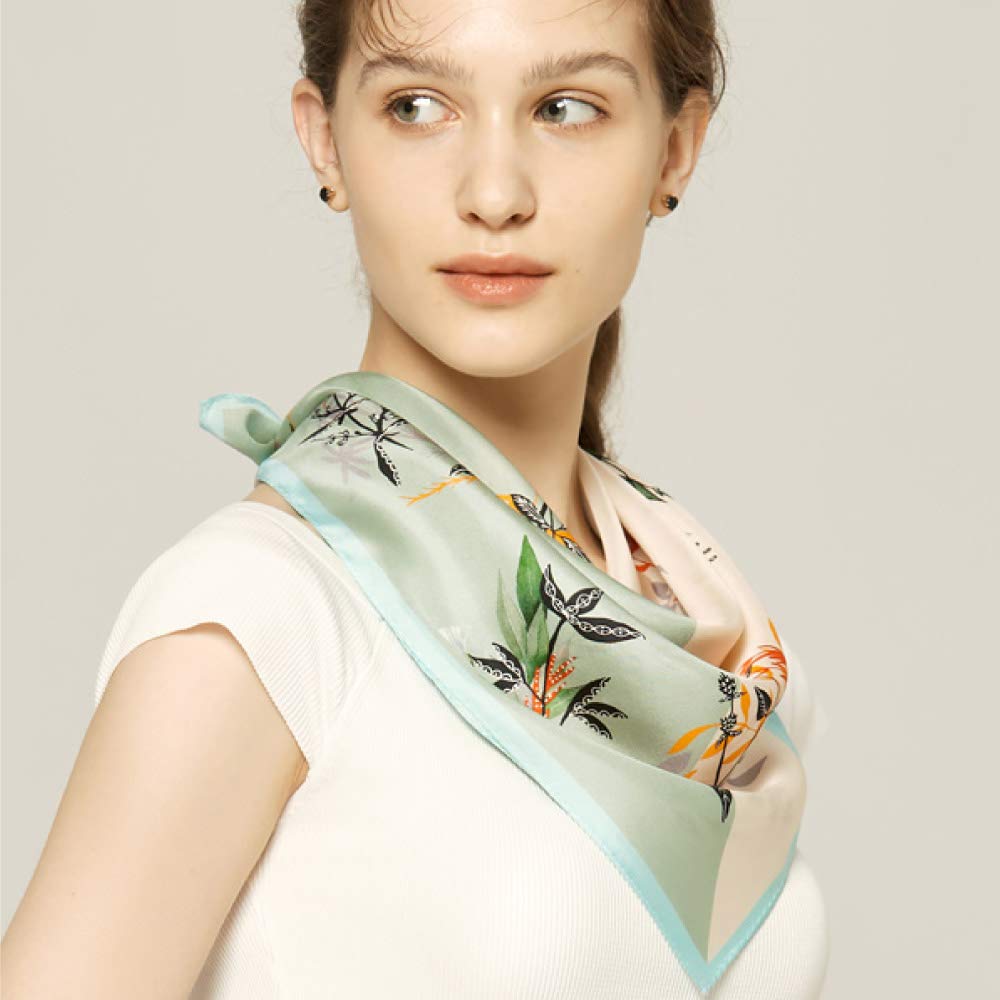Silk 5A grade 12 momme silk 63 x 63 floral UV UV Day [SIL-VENDER] scarf, 100% silk, stole, hand-rolled finish, scarf, approx. cm, square, silk, gift,