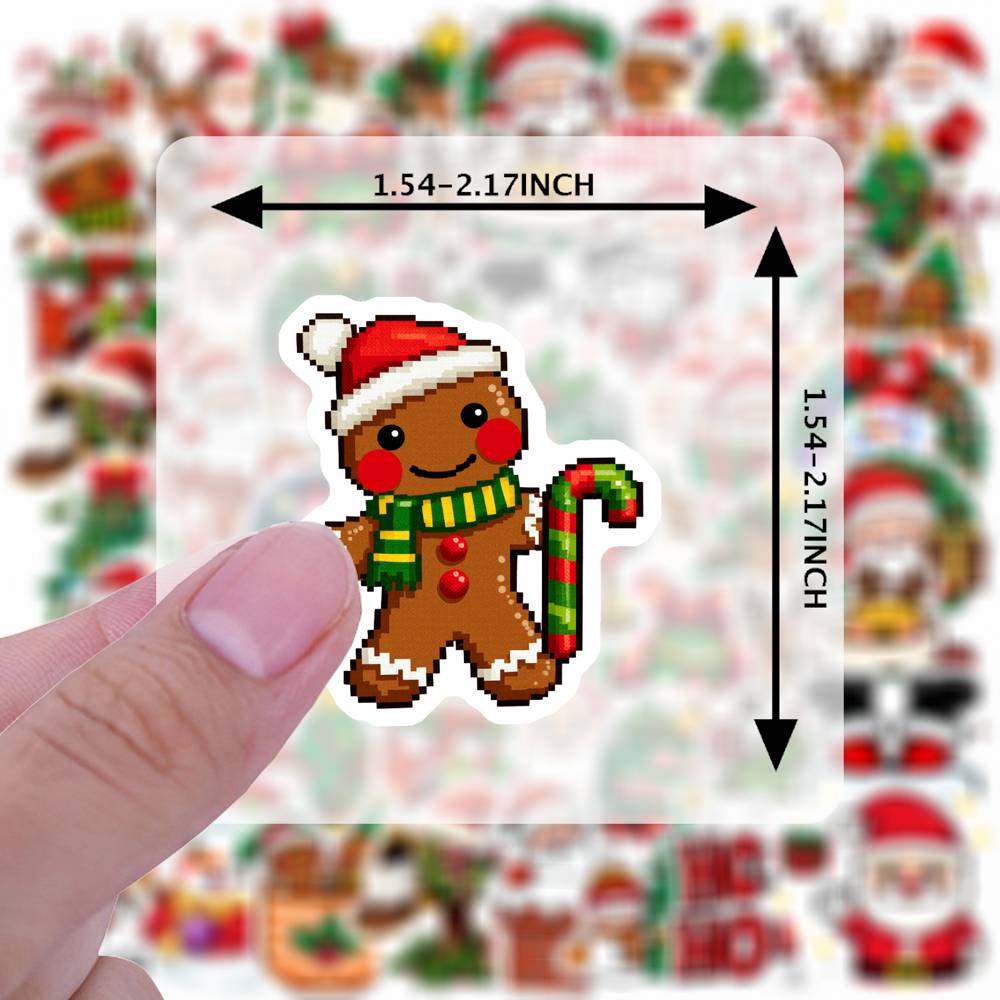 1set Merry Christmas Cartoon Stickers Cute Xmas Tree Santa Claus Elk Stationery Sticker Xmas Graffiti Decals For Luggage Laptop