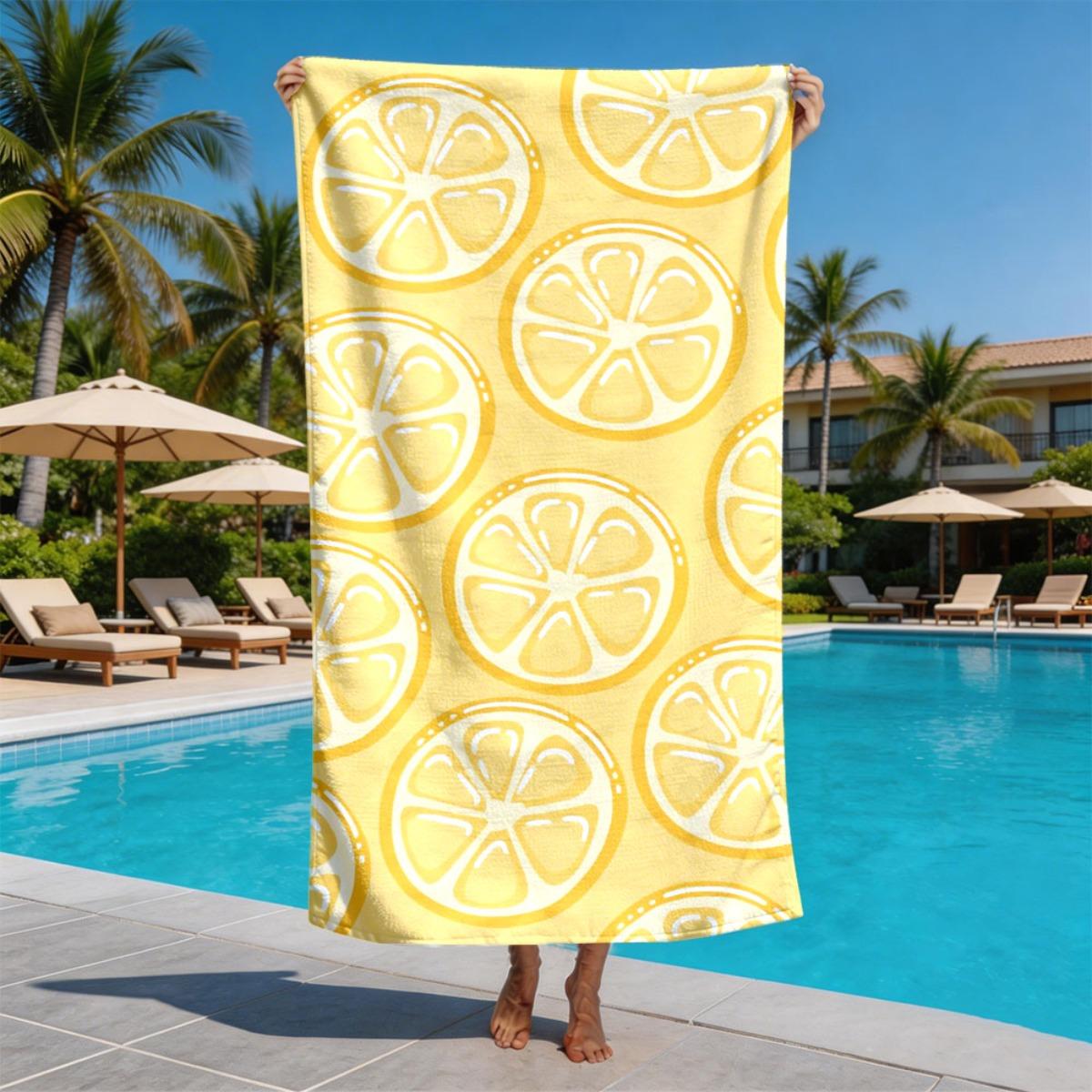 

Fresh lemon slice pattern polyester microfiber beach towel is highly absorbent, suitable for swimming and beach outings W30*H60(CM)