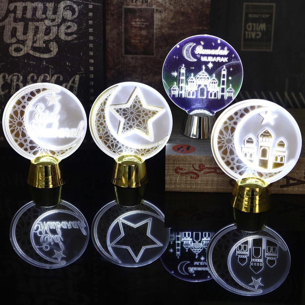 Eid Mubarak Ornaments Lantern Light Ramadan Decorations For Home 2025 Islamic Muslim Party Decor Ramadan Kareem EID Al Adha Gift