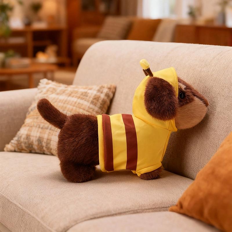 26/35CM Cute Dachshund Plush Toys Wear Clothes Doll Kawaii Pink Dress Blue Shirt Bee Dress Up Dachshund Doll Accompnay Toys
