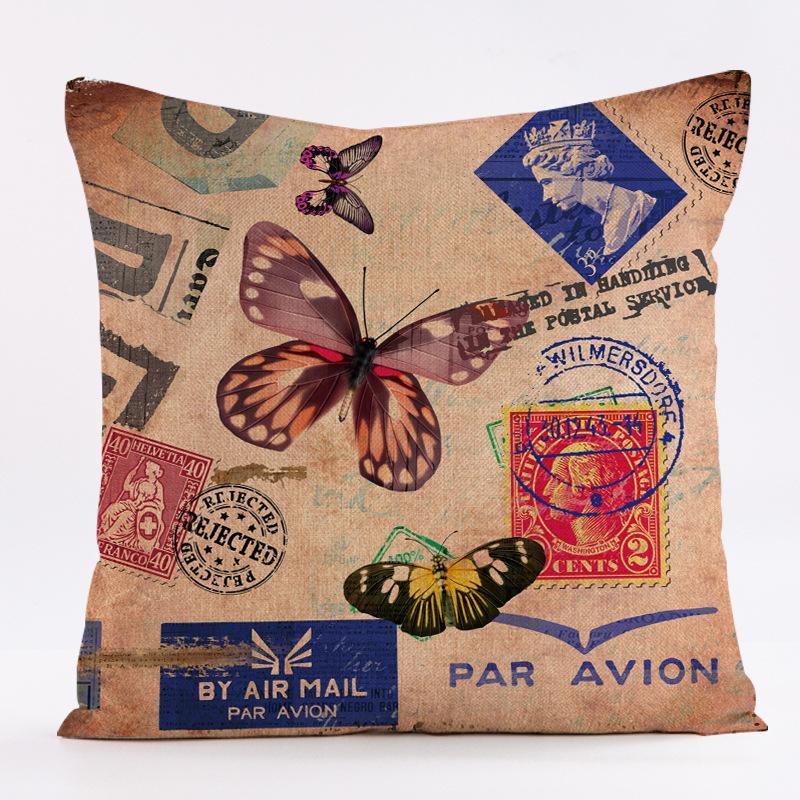 Retro Butterfly Pattern Throw Pillow Cover With Short Plush Print For Living Room Sofa Decoration Cushion Cover Pillow Covers