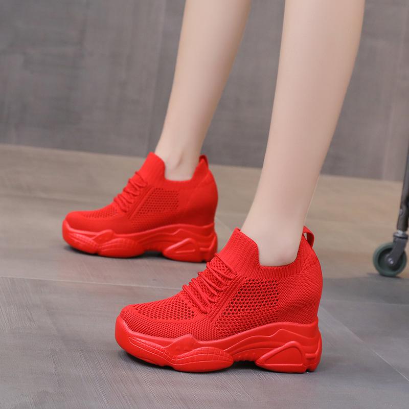 Fashion New 2025 Autumn Women Breathable Platform Casual Shoes Women Height Increased Vulcanized Shoes 8CM Thick Sole Zapatos Mujer