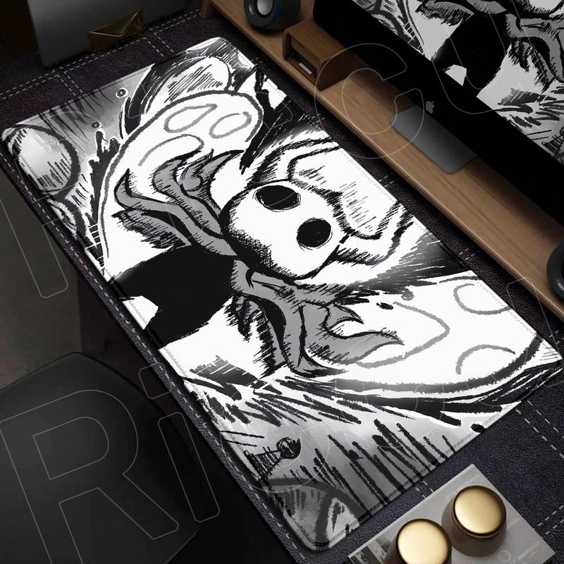 

Large Computer Rubber Antislip Mouse Pad XXL Black & White Gamer Art Keyboard Deskmat Hollow Knight Office Long Mausepad Durable 60x30cm