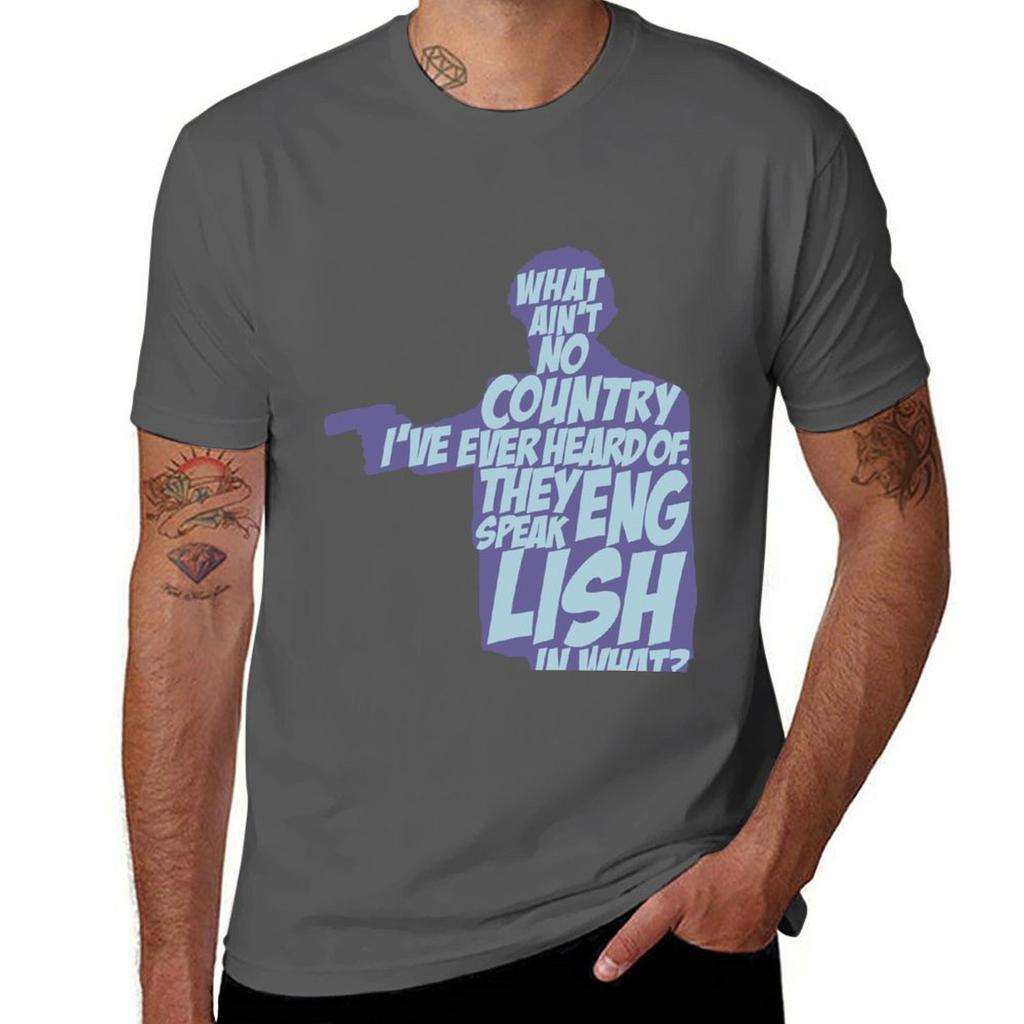 Pulp Fiction Jules They Speak English in What TShirt Large Size Casual Short Sleeve Top