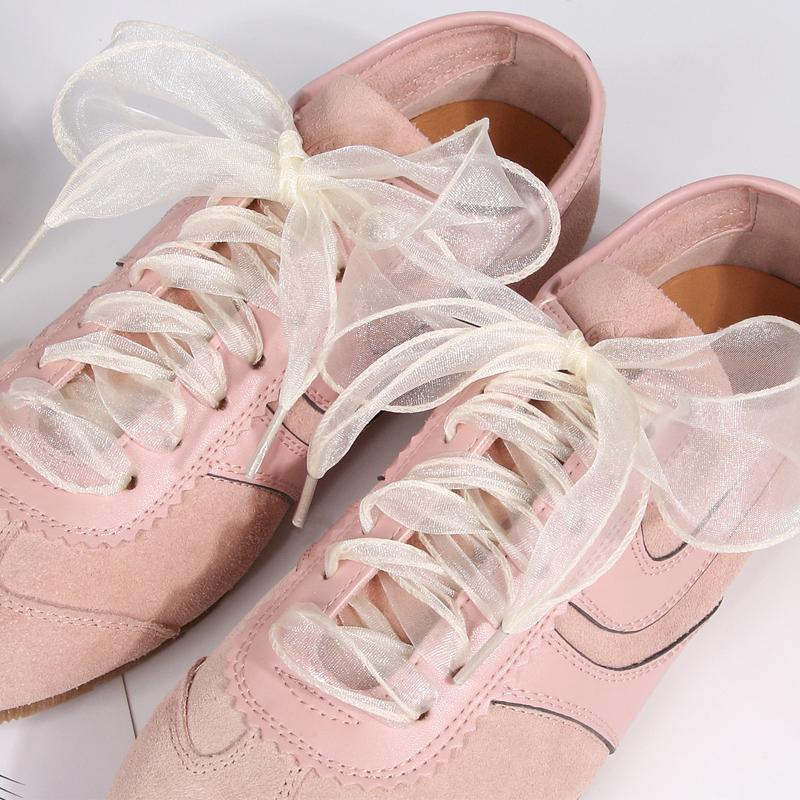 Fishtail Organza Ribbon Shoelaces, Transparent Sheer Bow Shoelaces, Elegant Replacement Laces for Sneakers, Casual Shoes