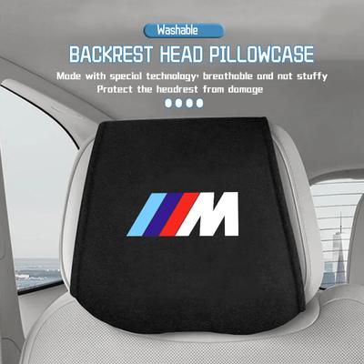 Car Logo Headrest Cover Seat Head Pillow Neck Headrest Cover For BMW 1 3 5 7 Series M F01 F20 F10 F13 E52 E53 E60 E93 R2