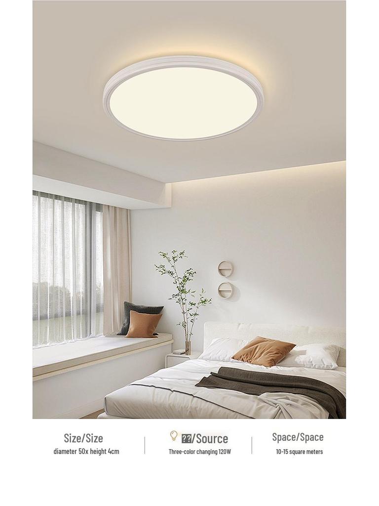 Full Spectrum Minimalist Ultra-Thin Eye Protection Ceiling Light - Modern Nordic Cream Style for Living Room/Bedroom