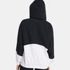 Under Armour UA Armour Color Block Hooded Zip Design Raglan Long Sleeve Jacket Women Jacket Black White 1382699-001