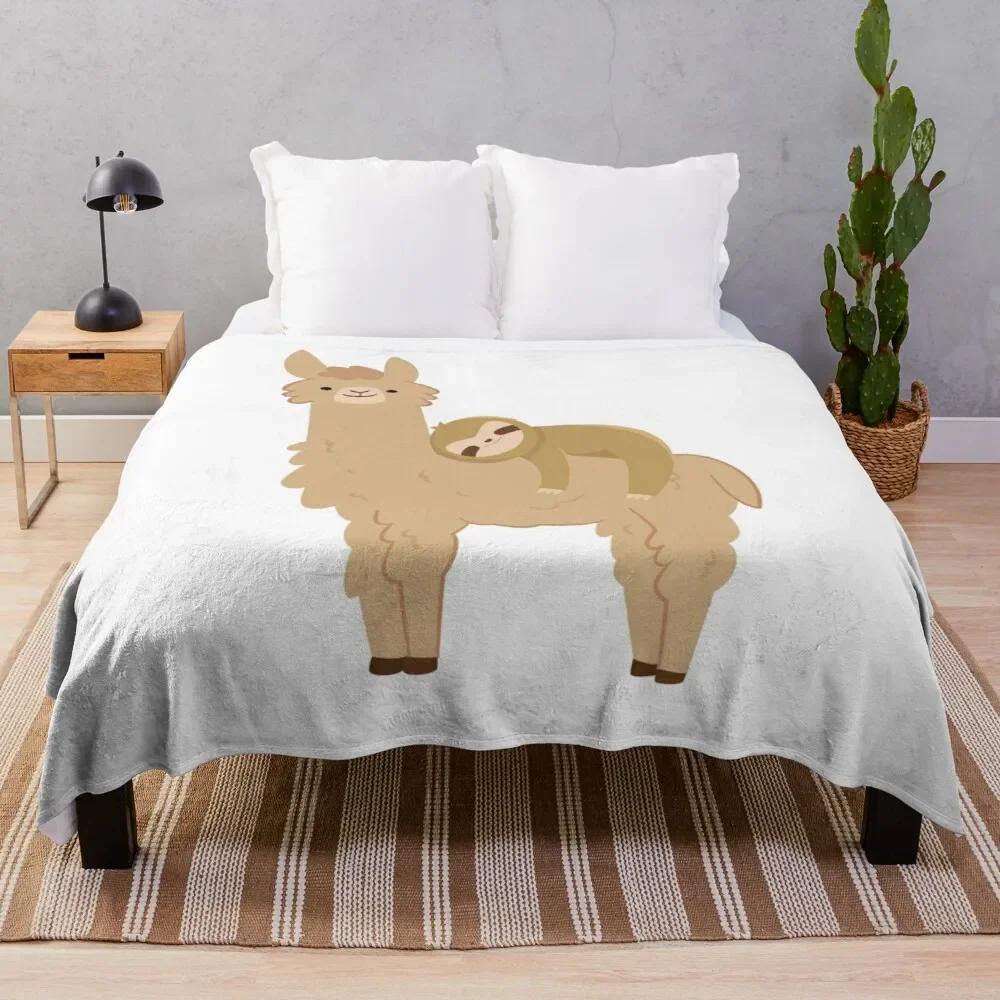 Cartoon Llama Flannel Throw Blanket Cute Kawaii Wild Animals for Bed Sofa Couch King Queen Full Size Super Soft Lightweight Warm