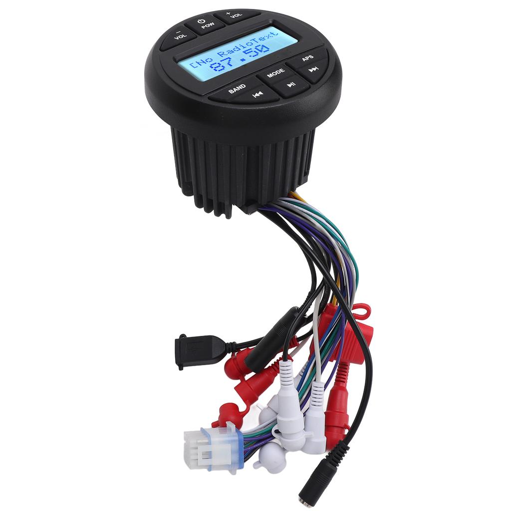 Marine MP3 Player Bluetooth Receiver Radio Gauge IPX6 Waterproof Digital Media Radio Gauge for Yacht Speedboat Motor