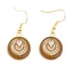 Coffee Latte Carving Love Heart Art Drop Earrings Chocolate Printing Flower Charm Jewelry For Women Gift Wholesale