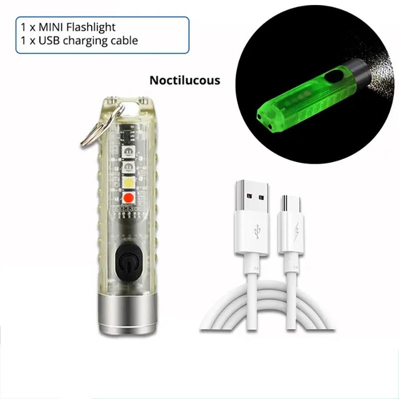 Multifunktions-Mini-EDC-LED-Taschenlampe Tragbares Schlüsselbundlicht MagneticTorch USB-aufladbare UV-Lampe Notfall-Campinglaterne