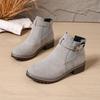 Women's Boots 2026 Autumn Winter Thick Bottom Belt Buckle Decoration Round Head Short Boots Polyurethane Material Ankle Boots