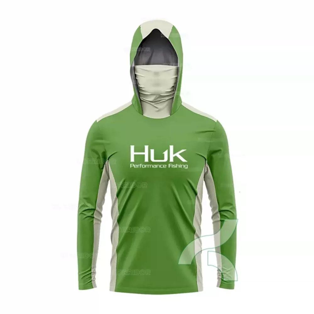 Costum de pescuit HUK pentru bărbați, transfrontalier, cu uscare rapidă, mască de praf și protecție UV, costum de pescuit ușor cu glugă, mătase de gheață