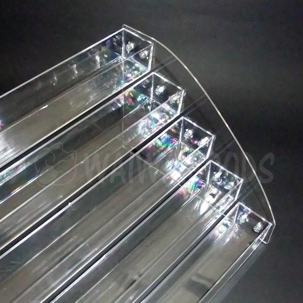 WAIWAIGOODS Clear Acrylic Display Stand, Collection Storage Case for Cosmetics, Small Items, Figures, Tiered Display, Assembled (5 Tiers)