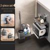 Suction Cup Bathroom Tissue Box with Shelf and Toilet Brush