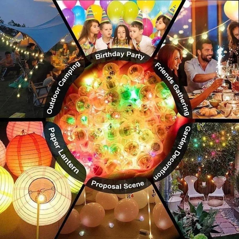 50pcs Mini LED Round Balloon Lights Flash Round Balloon Lamp Filler Decorated Ball Lamp for Paper Lantern Balloon Party Festival