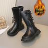 2025 Autumn/Winter Girls' High Leather Boots - Stylish Bow Princess Martin Style