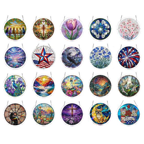 Acryl Puzzle Sonnenfänger 83 Teile DIY Sonnenfänger Bastelset für Erwachsene Buntglas Fenster Hängeornament für Haus Garten Dekoration