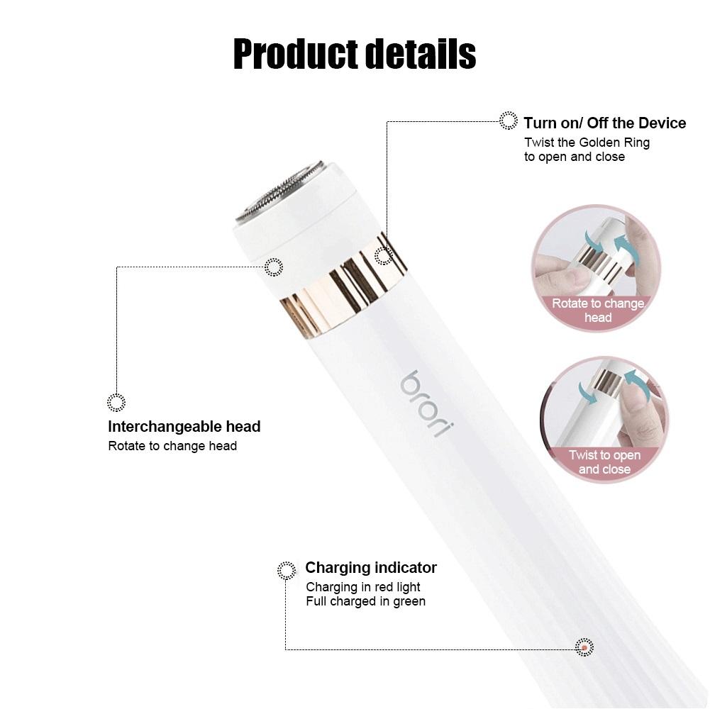 Brori 3 in 1 Dames Haartrimmer Multifunctionele Epilator Volledige Lichaamsscheerapparaat USB Elektrisch Wasbare Set Zakformaat en draagbaar