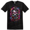 Skull Snake Neon Gothic Horror T Shirt W/ Vivid Graffiti Art Graphic Tee Print