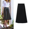 Women's Plus Size Chiffon Pleated A-Line Skirt - Summer Korean Style, High Waist, Medium to Long Length