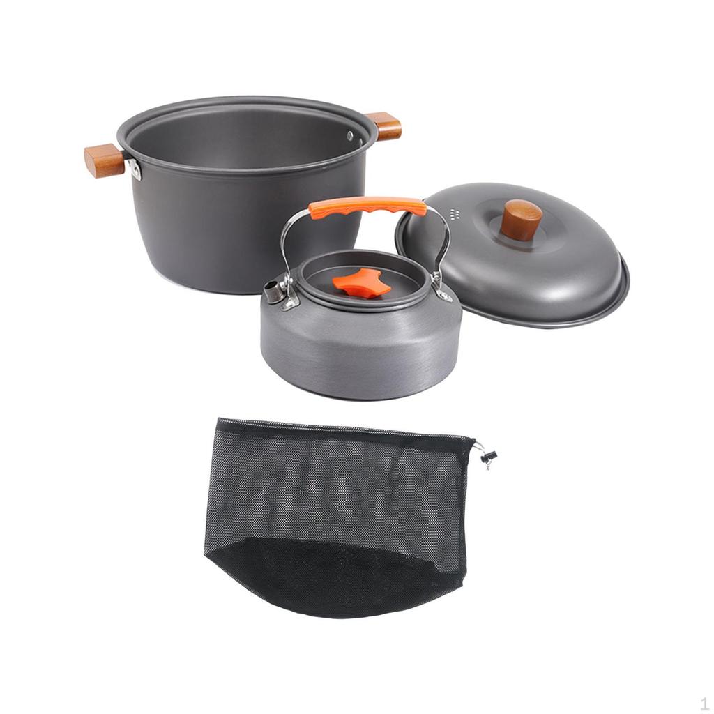 Camping Cooking Set Cookware Dinnerware Pots Kettle Including Carrying Bag for Home