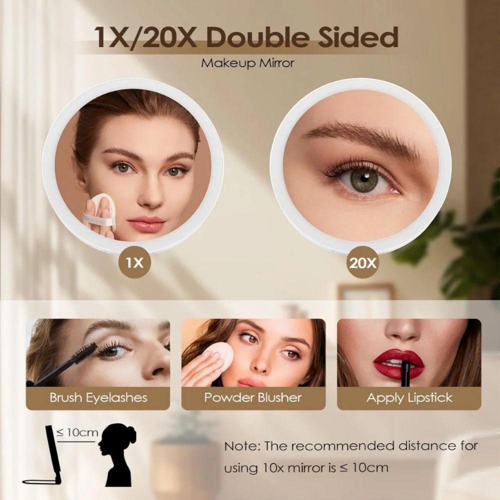 3 Color Modes Makeup Mirror with Light Foldable Travel Mirror High Quality Magnifying Mirror