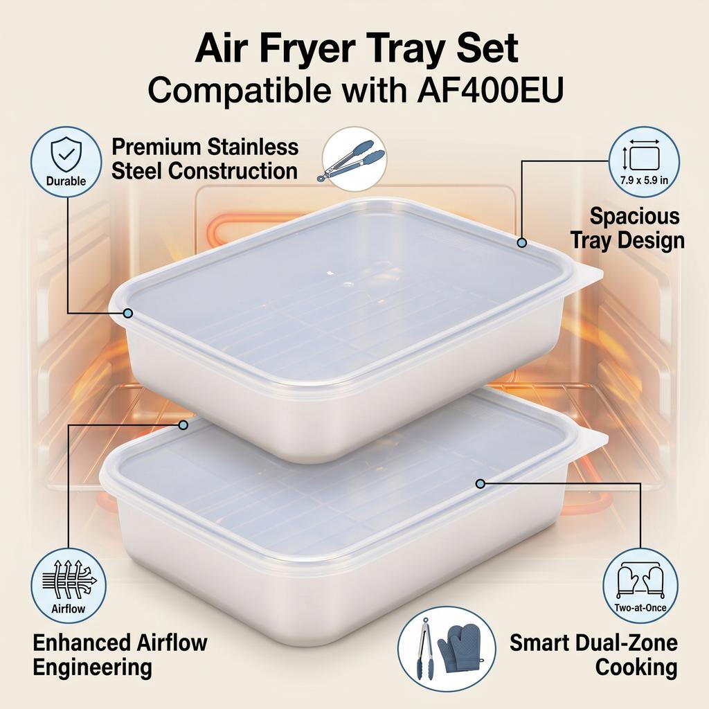 Fryer Tray Fit for AF400EU Fryer Baking Tray Pan Cooking Rack Stainless Steel with Tong Silicone Oven Mitts