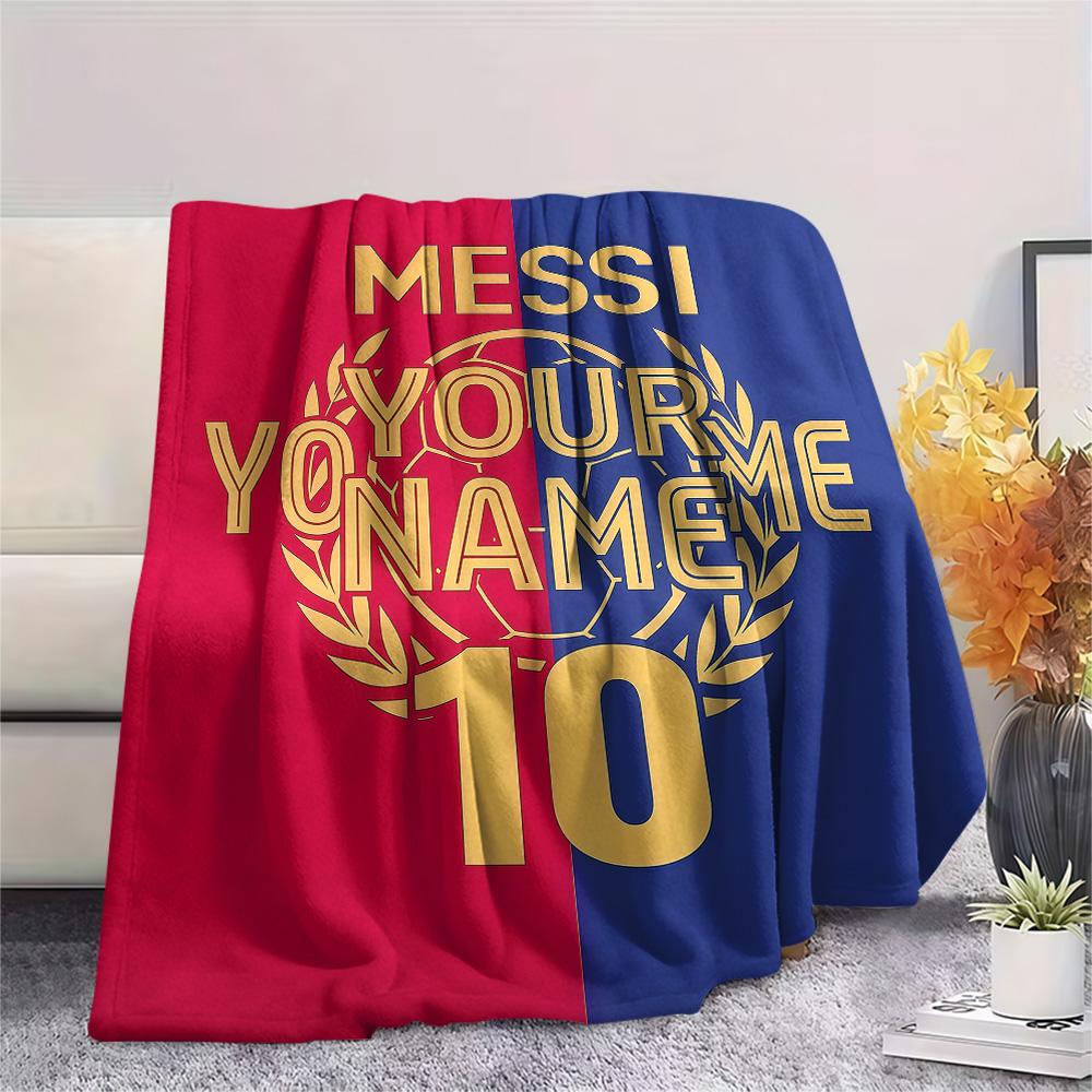 1PC Messi Custom Name Patterned Flannel Blanket Suitable For All Seasons For Home Decor Warmth And Comfort Gifts Holiday Present