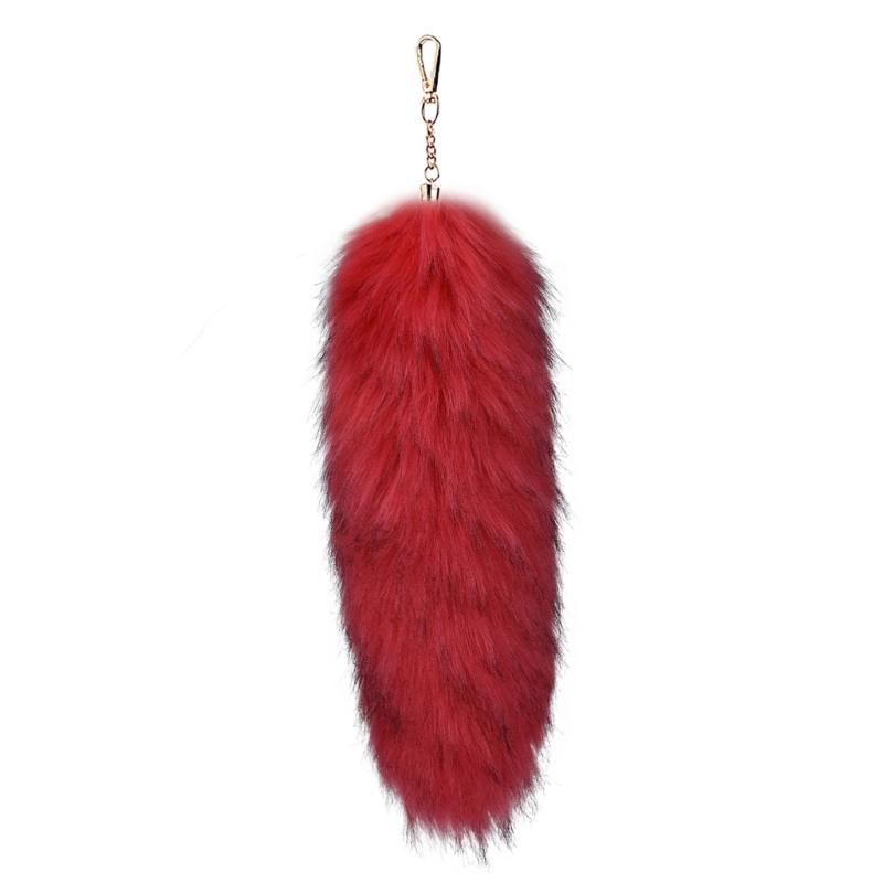 Trendy Foxes Tail Key Holder Accessory Sturdy Plush Synthetic Leather Bag Ornament Portable for Stylish Ladies Women