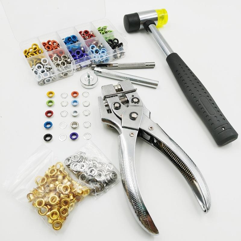 406 Pieces 5mm Eyelet Buckle Punching Pliers Colorful Leather Fabric Bag Wallet Eyelet Punching Tool Set