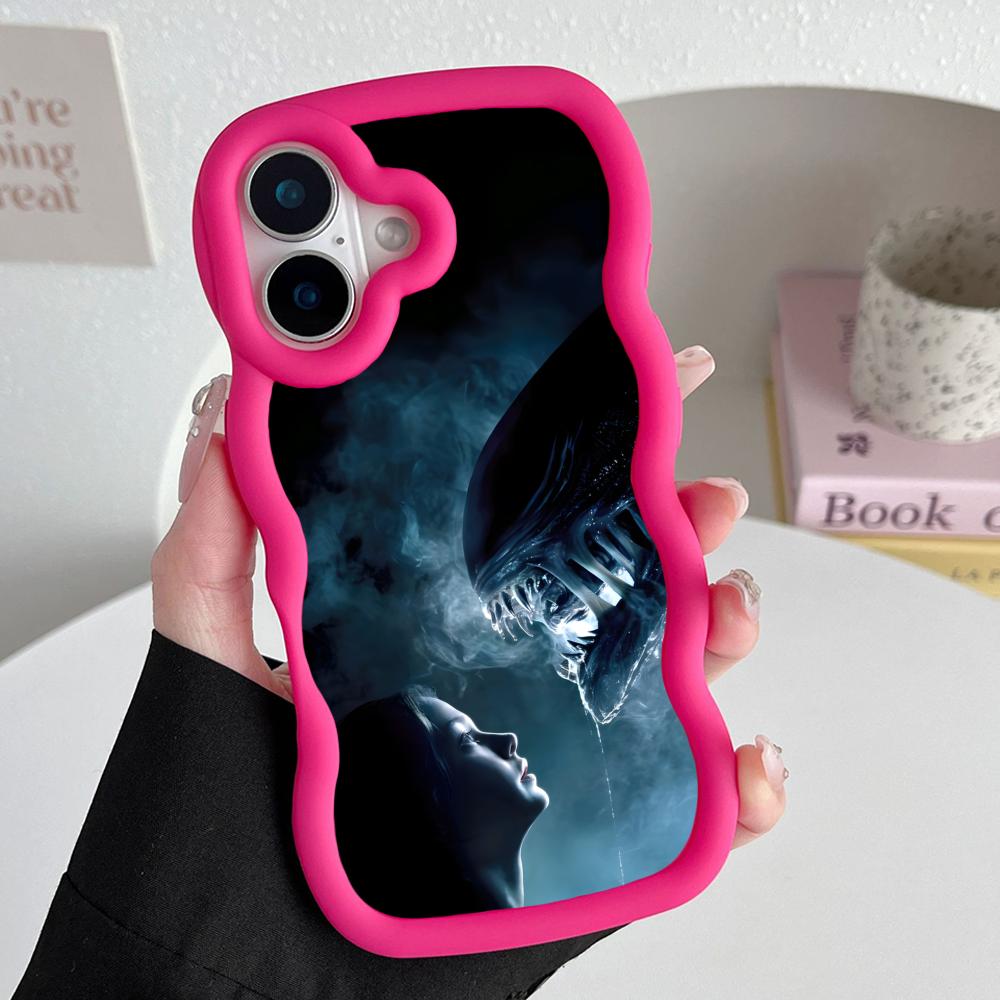 Alien Romulus Mobile Cell Phone Case for iPhone 17 16 15 14 13 12 11 Air Pro Max Plus Wavy Edge TPU Colorful Cover Cover