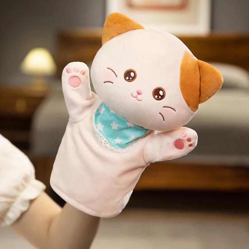Funny Cute Cartoon Forest Animal Hand Puppet Plush Toys Soft Panda Sheep Kitten Deer Horse Toys Lovely Children Game Props