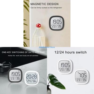 Digitale Thermometer Hygrometer mit LCD-Anzeige Datumsanzeige Batteriebetrieben Wecker für Zuhause und Büro D57B
