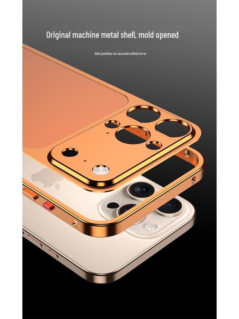 Seahorse Buckle Edge Frame with Metal Back Sticker for Apple 16 Pro Max/15 Pro/14 Pro – Instantly Transforms to Model 17