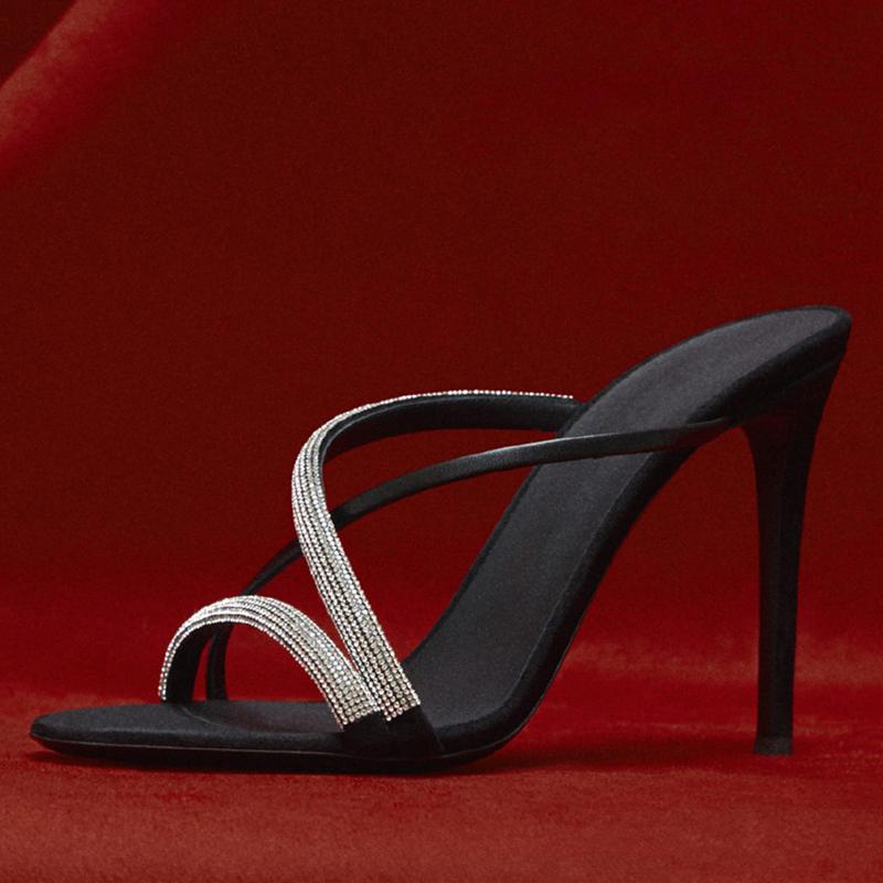 

Fashion Europe And The United States Summer New High-Heeled Women With Leather Rhinobason Open-Toe Sexy Slippers With Sandals Women 34