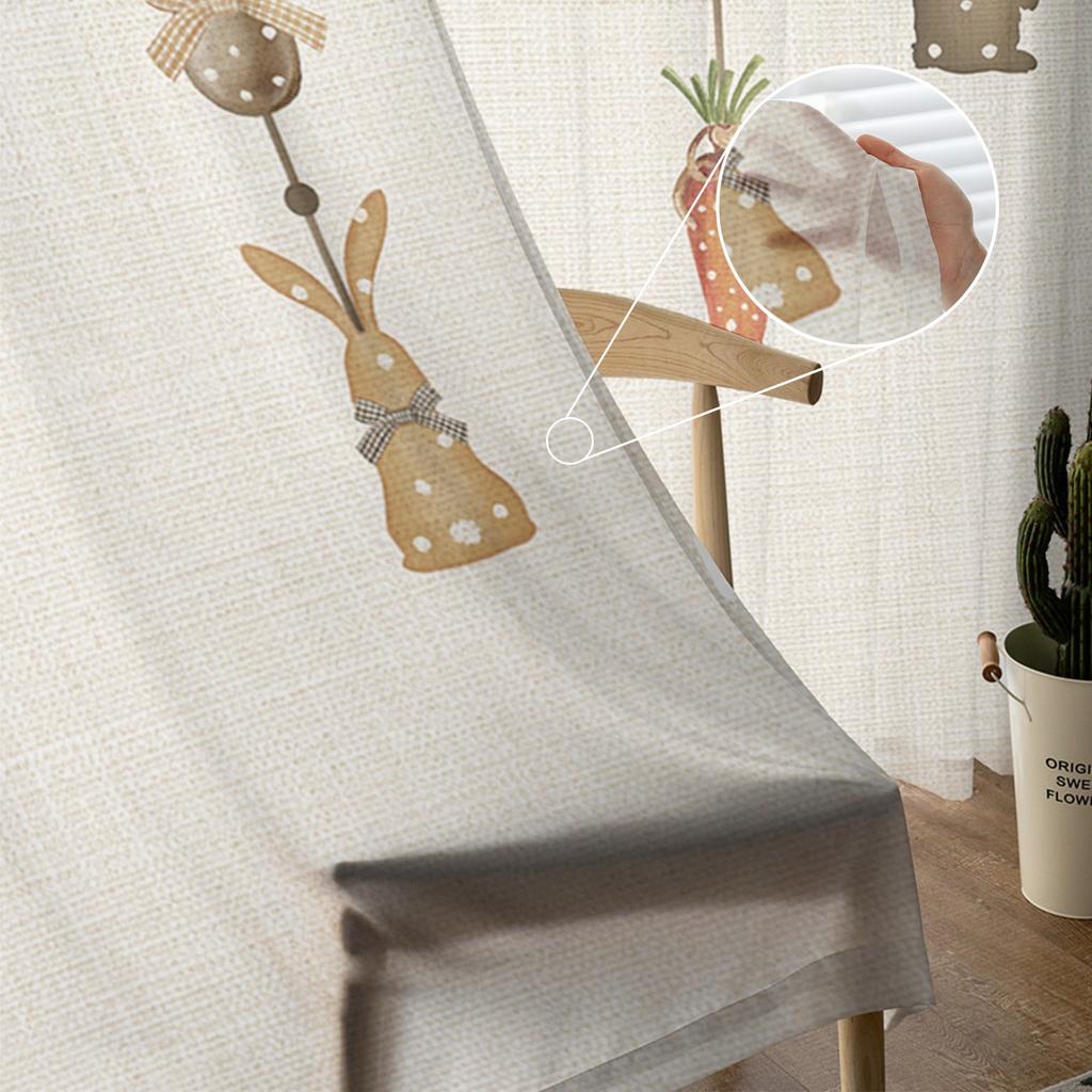 Easter Bunny Eggs Radish Tulle Curtains For Living Room Bedroom Voile Sheer Curtain Window Home Decor Drapes