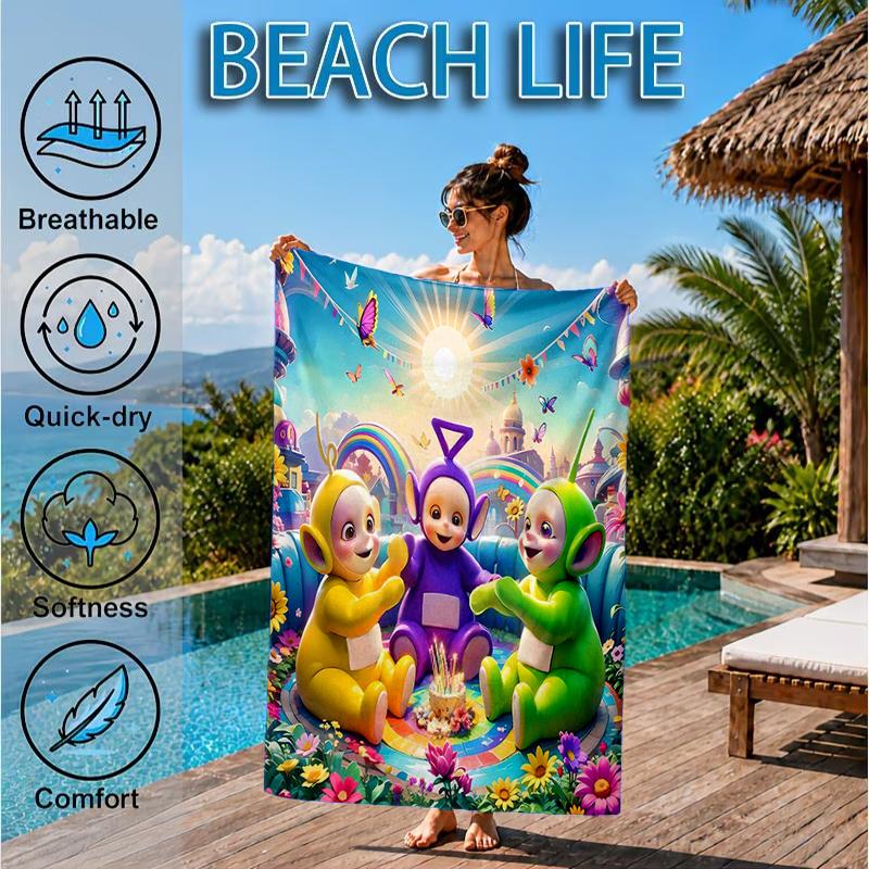 Tele-tubbies Celebration Beach Towel, Microfiber Beach Towel, Perfect For Pool, Beach, Travel, Home Decor Beach Party Fan Gifts