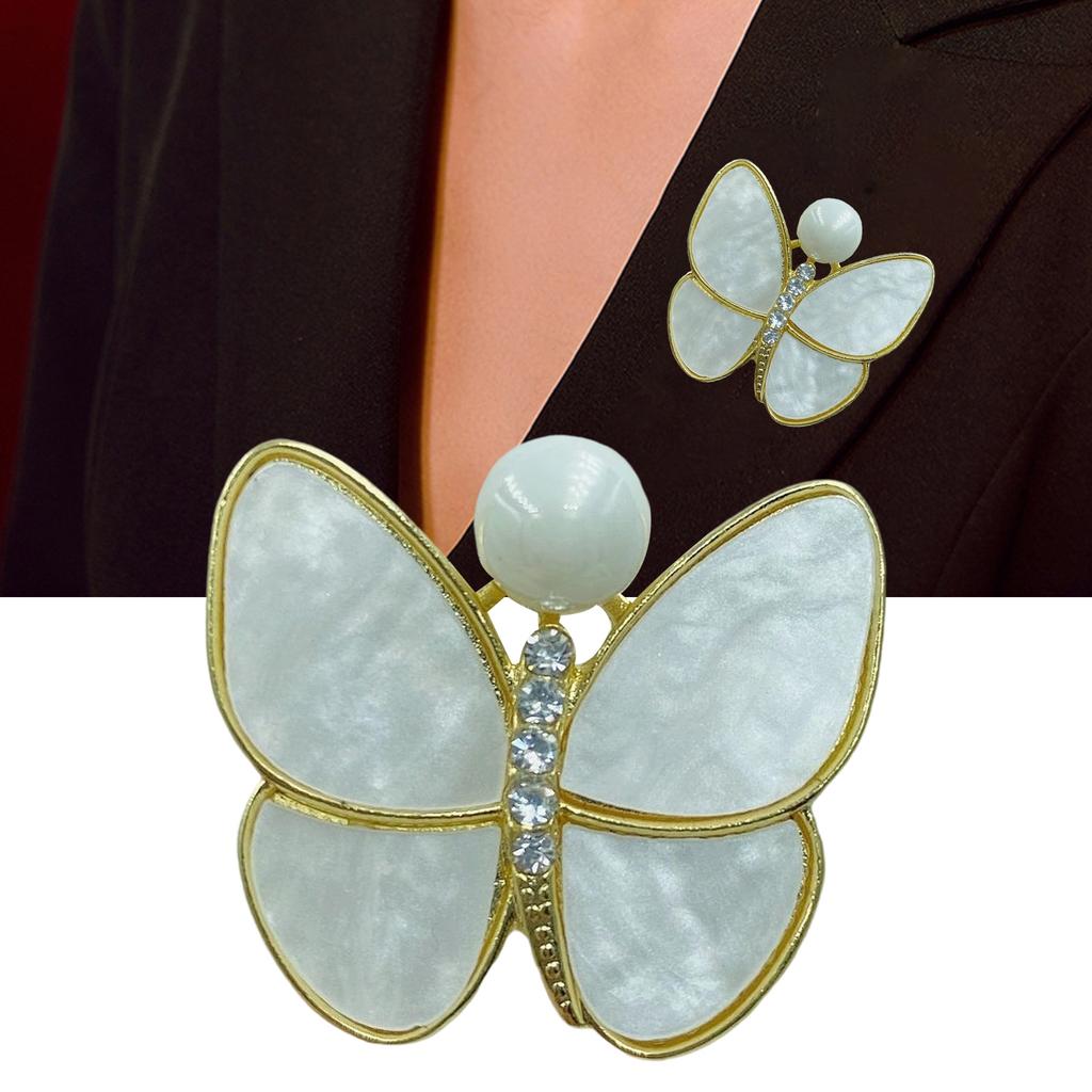 Butterfly Brooch With White Pearls And Crystal Accent Jewelry Accessories For Wedding Attire And Special Occasions
