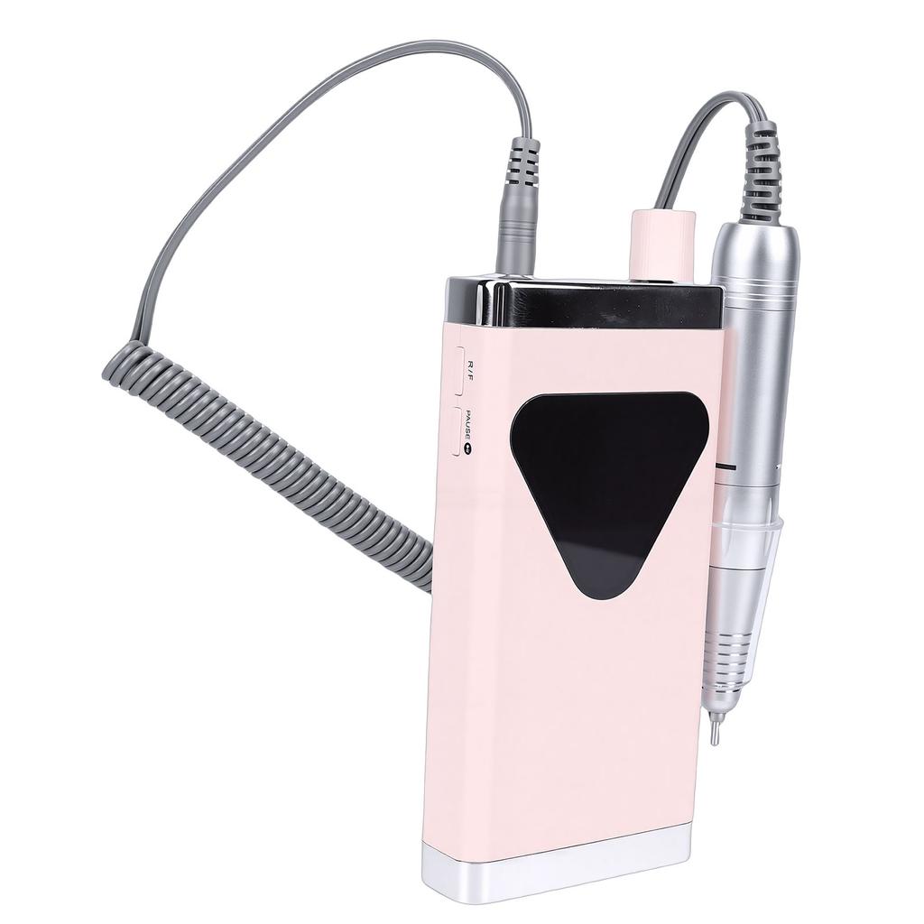 Electric Nail Drill 45000RPM Rechargeable Cordless Nail File Machine with LED Display for Acrylic Gel Pink
