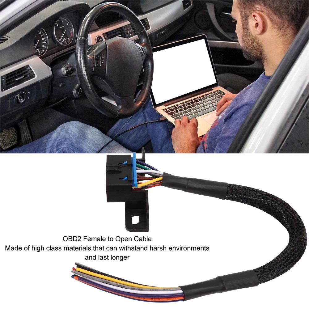 16 Pin Male To Female OBDII Cable With Mounting Bracket OBD2 Pigtail  Vehicle Modification