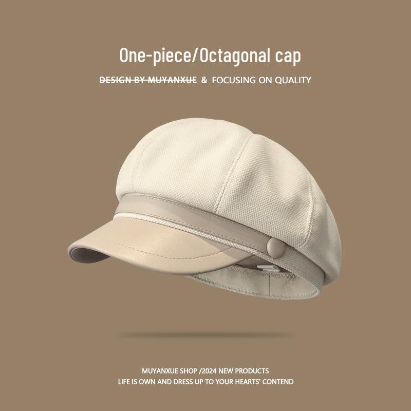 Women's Retro Octagonal Beret: Versatile Autumn/Winter Hat for a Small Face Aesthetic